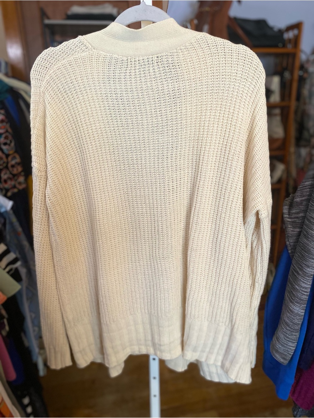Say What? Cream Open-Front Waffle Knit Cardigan - Picture 4 of 4